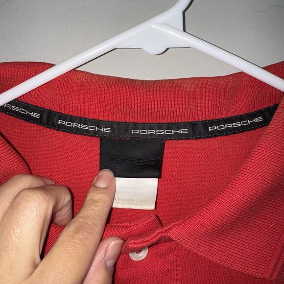 VINTAGE Porsche Polo Short Sleeve Shirt Red Embroidered Logo Mens L READ DESCRIP - Picture 2 of 11